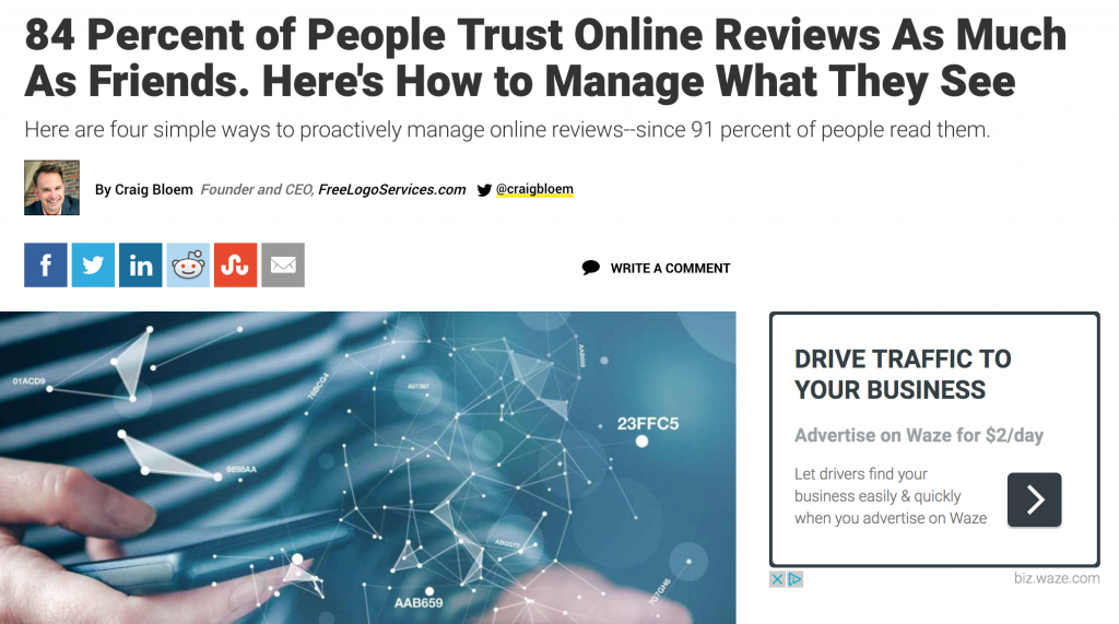 84% of people trust online reviews