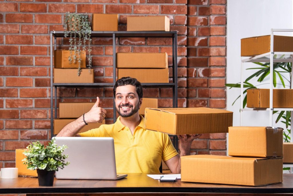 Small business owner managing moving and storage services online, using digital marketing and Dallas SEO Firm strategies to grow visibility and sales.